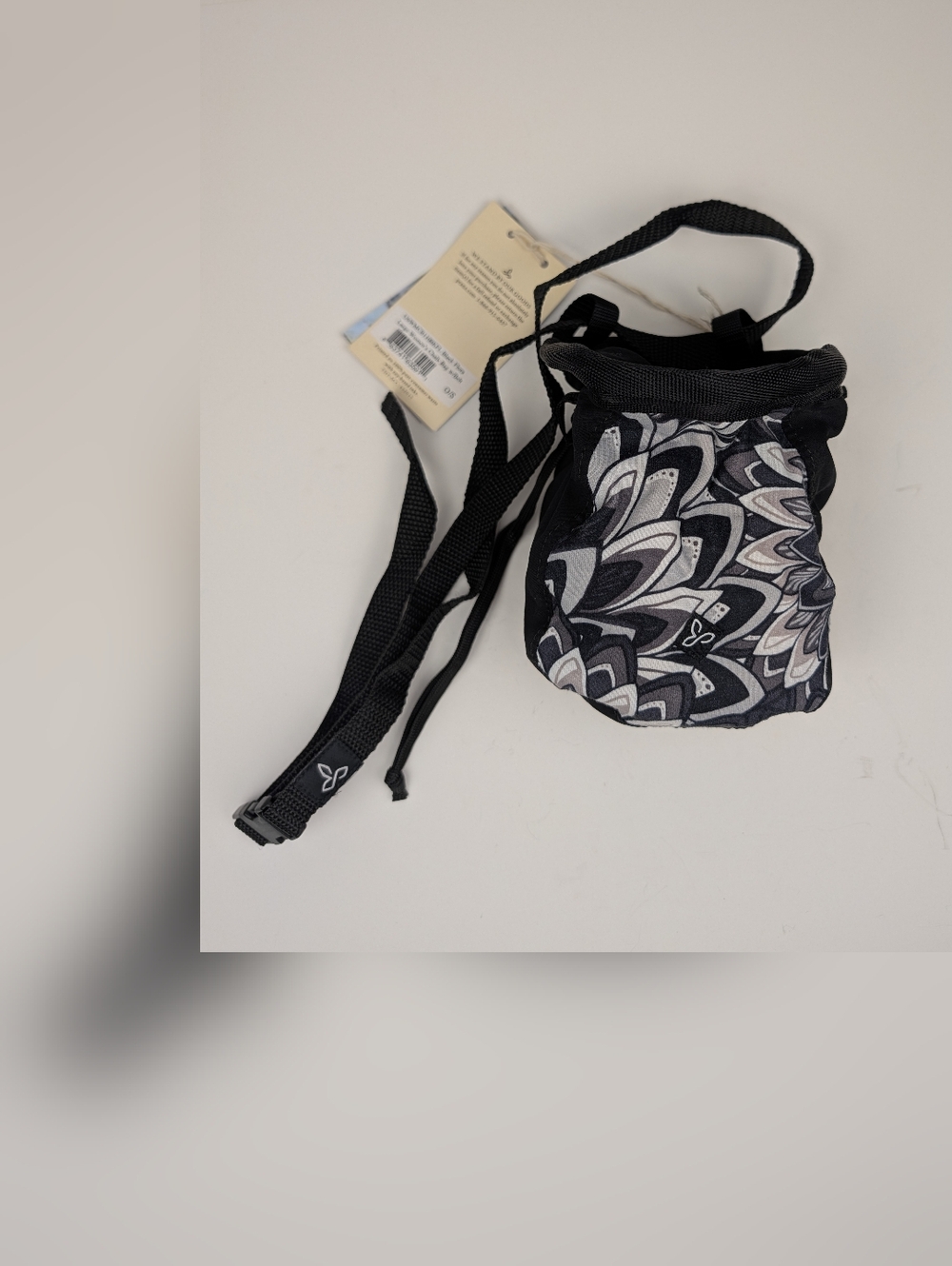 Prana Black Flora Gray/Black/White Patterned Climbing Chalk Bag With Belt New
